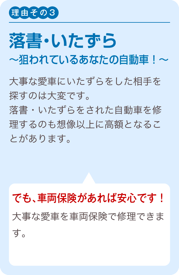 車両保険が大切な理由その3　落書・いたずら 〜狙われているあなたの自動車！〜